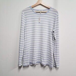 Haven Well Within Long Sleeve Striped Shirt Light Blue White Womens XL VN5111